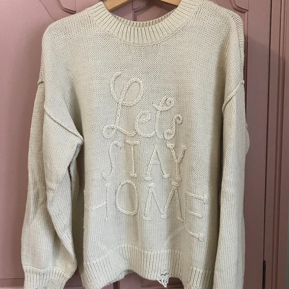 WILDFOX • Let’s Stay Home distressed sweater pullover
